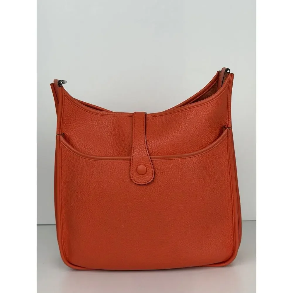 Hermes Evelyne 29 Bag Orange Poppy Taurillon Clemence Leather 2017 - Picture 4 of 16